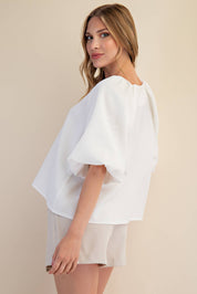 V-Neck Raglan Sleeve Top - White