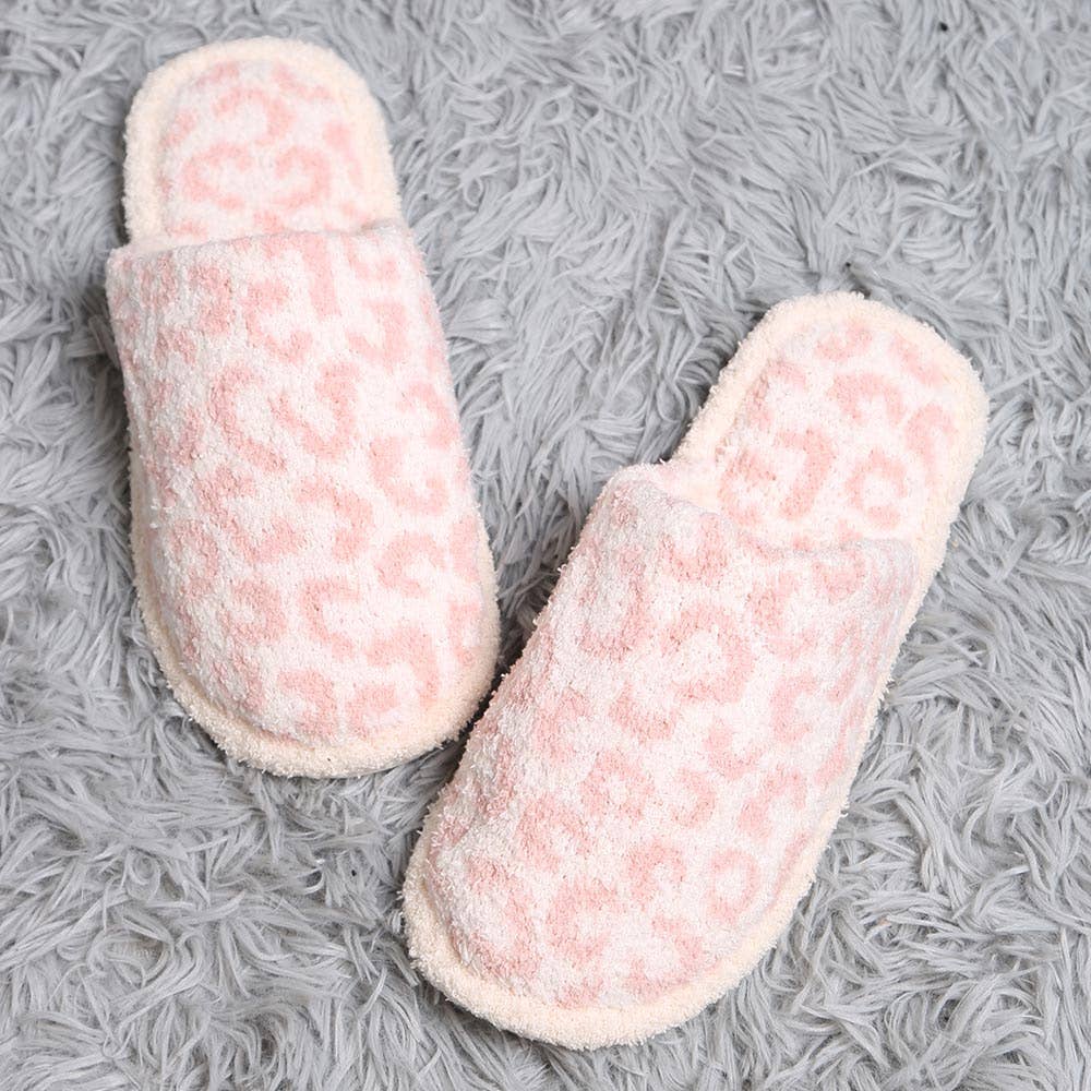 Leopard Patterned Soft Home Indoor Floor Slippers
: Pink / M/L