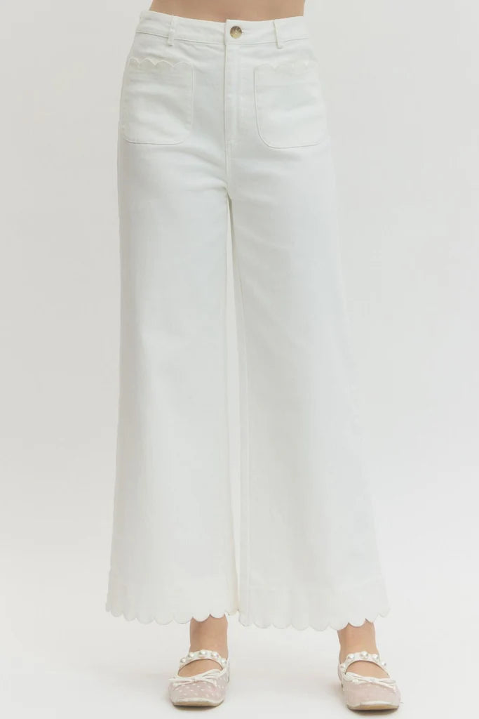 White Scalloped Jeans
