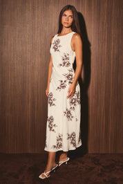 SLEEVELESS HIGH NECK MIDI BIAS DRESS