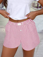 Vintage Plaid Print High Waisted Loose Wide Leg Shorts