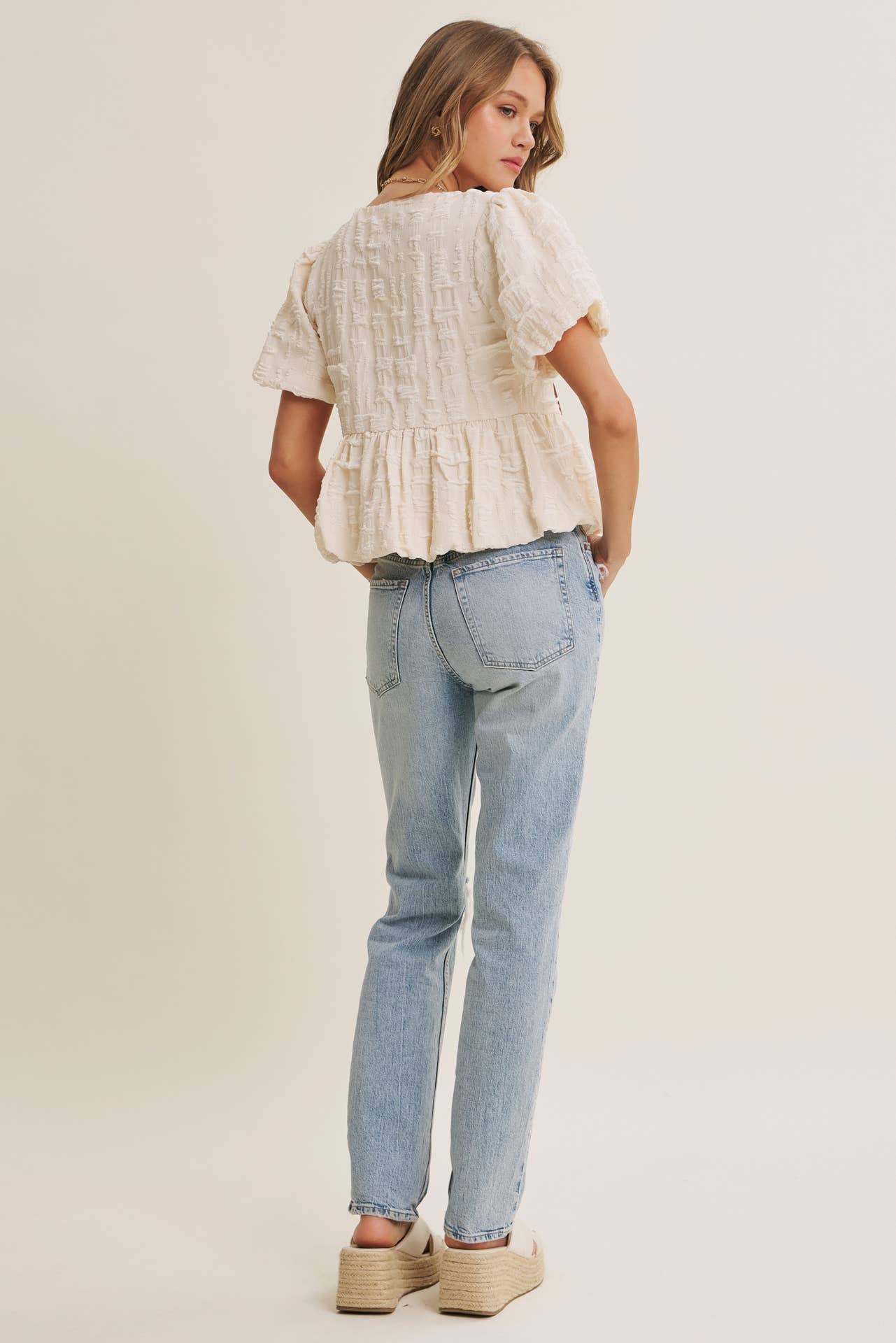 GARDEN WALK TEXTURED BOW BLOUSE