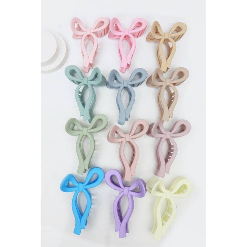 Matte Pastel Tone Bow Shape Hair Claw: