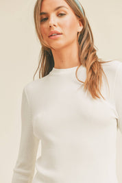 RIBBED LONG SLEEVE BASIC TOP : White