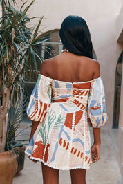 Off Shoulder Print Mini Dress