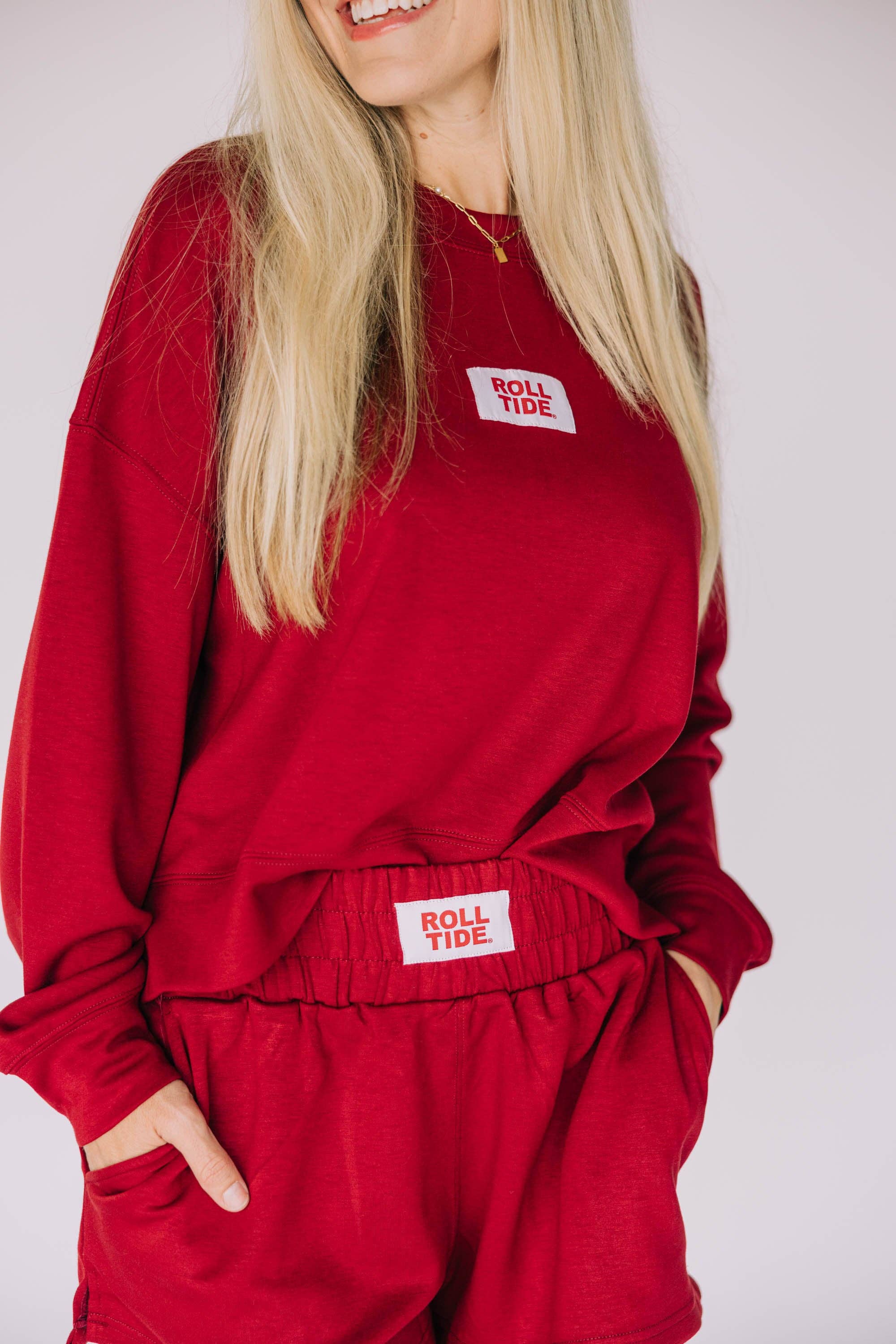 The Ava Airy Shorts Roll Tide Woven Label