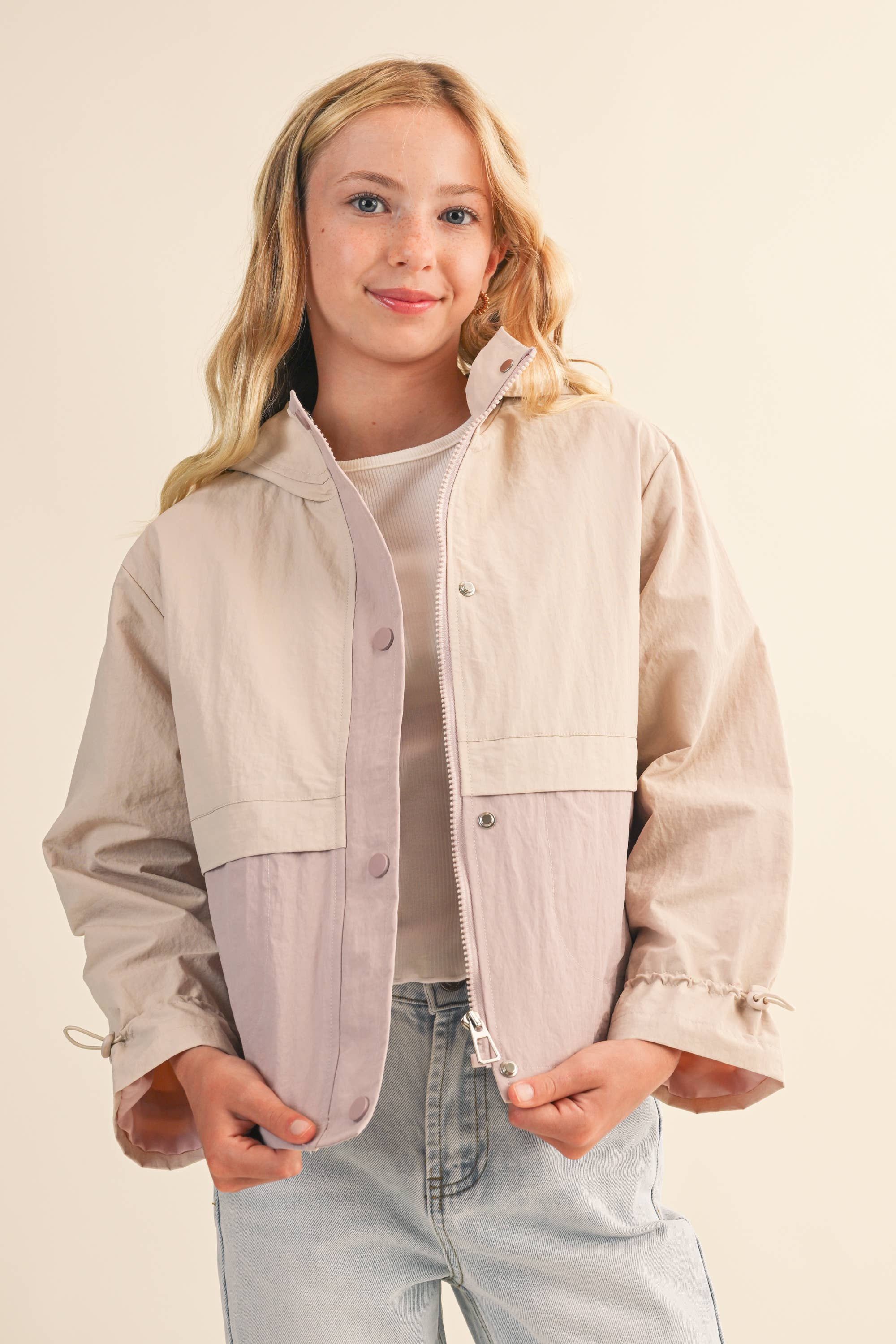TWEEN GIRLS KIDS HOODED WINDBREAKER