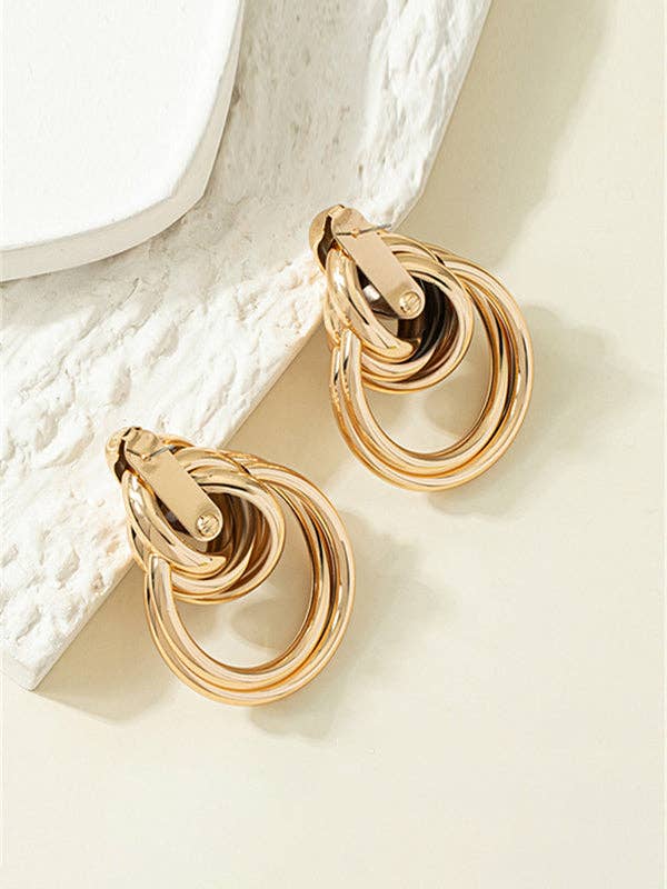 Geometric Hollow Shiny Earrings Accessories: GOLD