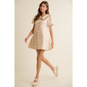 POLKA DOT PETER PAN RUFFLED COLLAR PUFF SLEEVES DRESS
