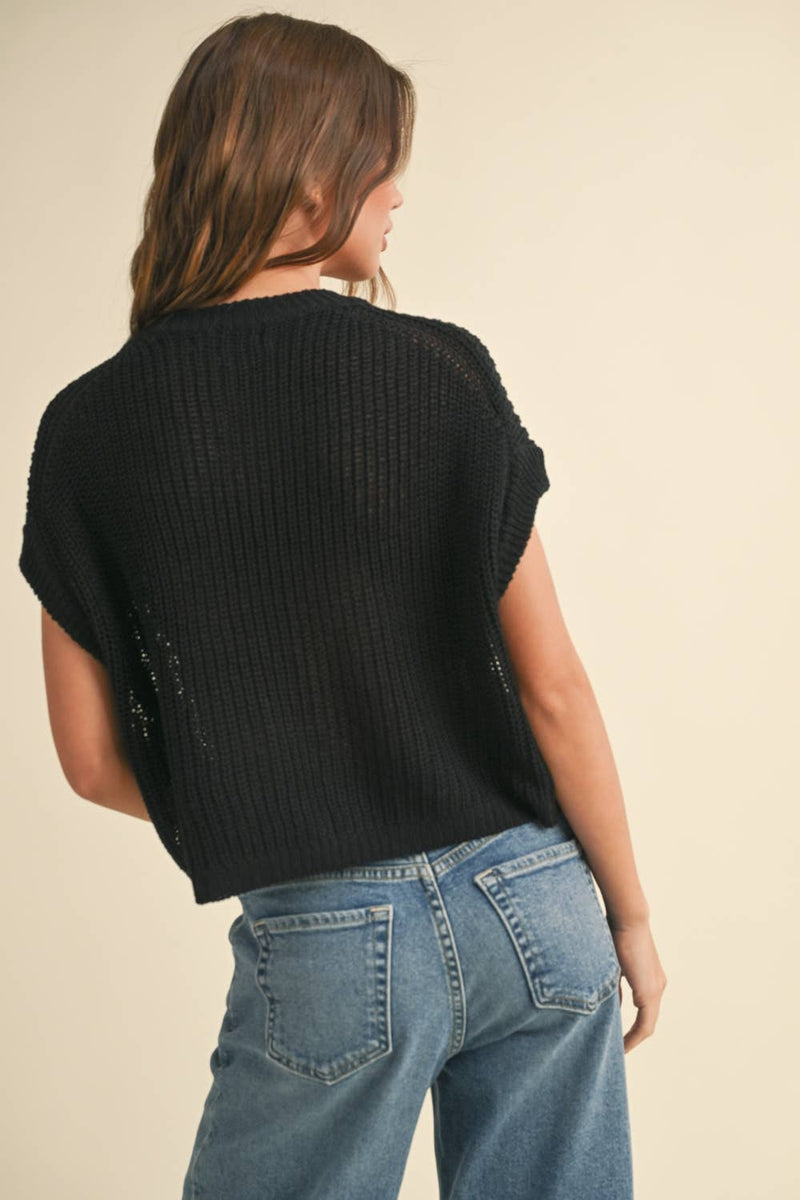 DOLMAN SLEEVE KNITTED TOP: Black