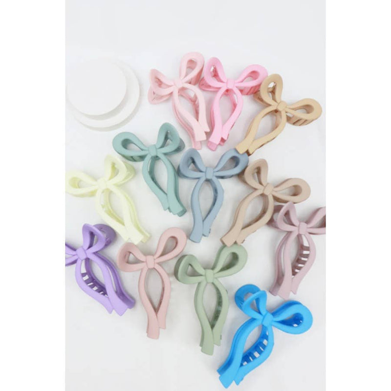 Matte Pastel Tone Bow Shape Hair Claw: