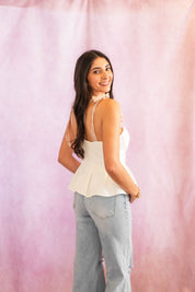 Jolie tie strap peplum top