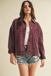 BACK PLEATED JACKET: CHERRY LACQUER