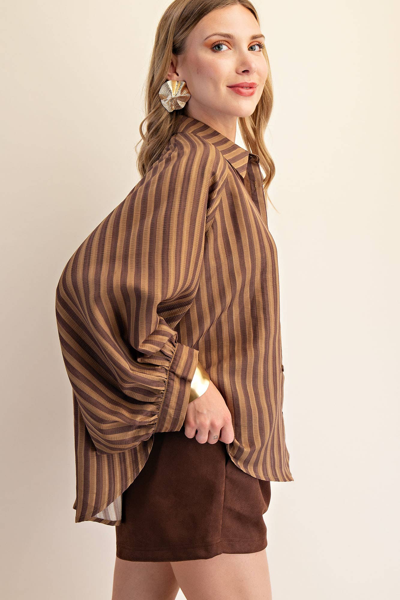 Button Front Shirt - Mocha