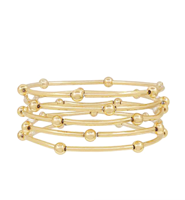 5 Row Curved Bar & CCB Ball Bracelet Set