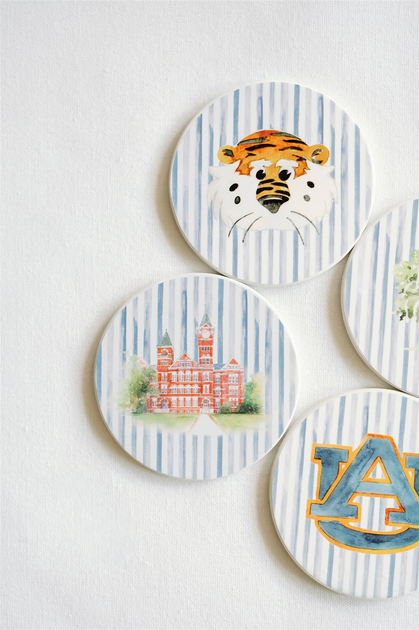 Ceramic Auburn Striped Coasters