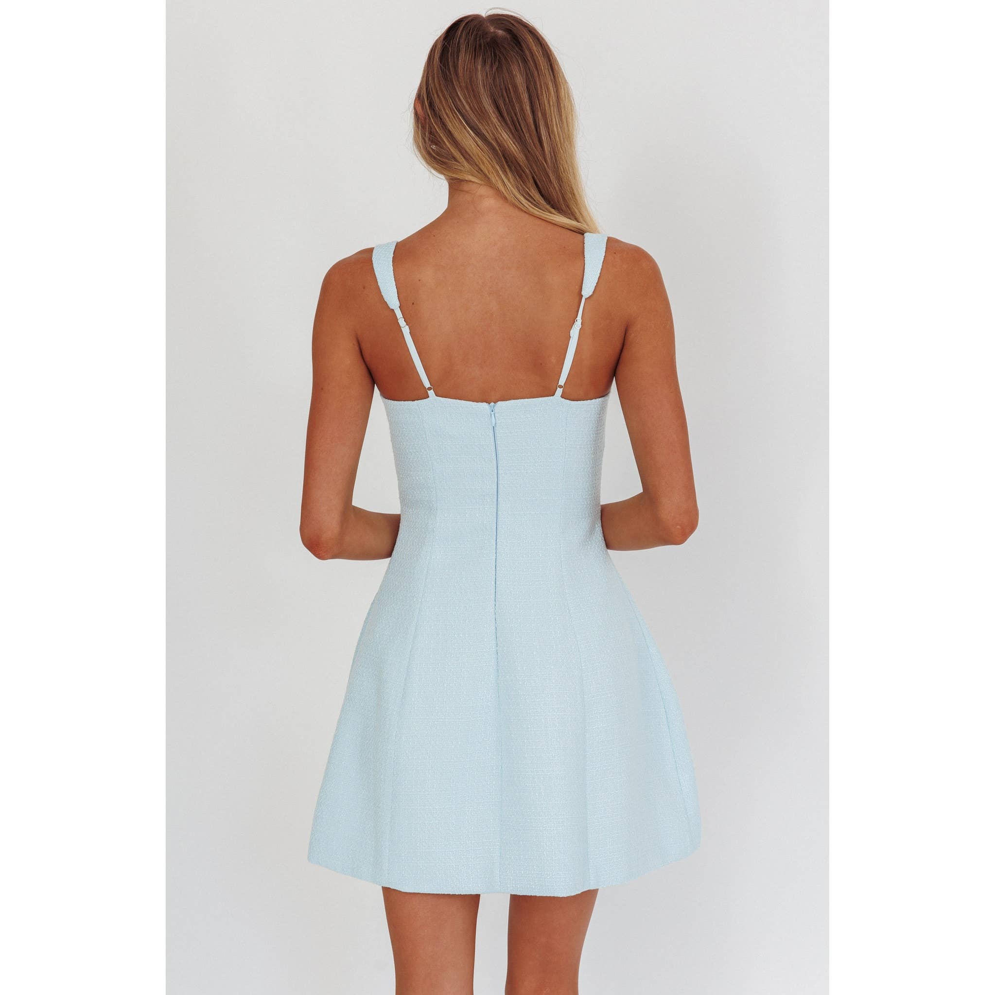 FIT FLARE MINI DRESS BLUE