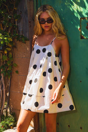 Tie Strap Voluminous Trapeze Stretch Mini Dress