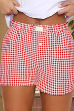 Vintage Plaid Print High Waisted Loose Wide Leg Shorts