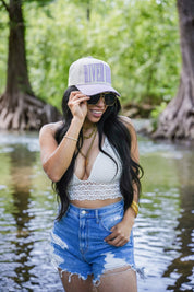 RIVER RAT TRUCKER HAT | CANVAS CAP: LAVENDER CANVAS CAP