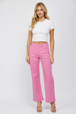 High Rise Wide Leg Jean - Rose