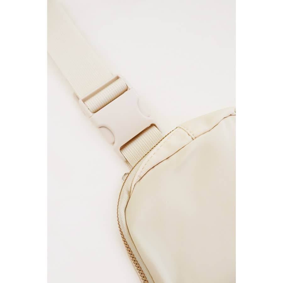 Solid Color Crossbody Fanny Pack Belt Bag: BEIGE / ONE