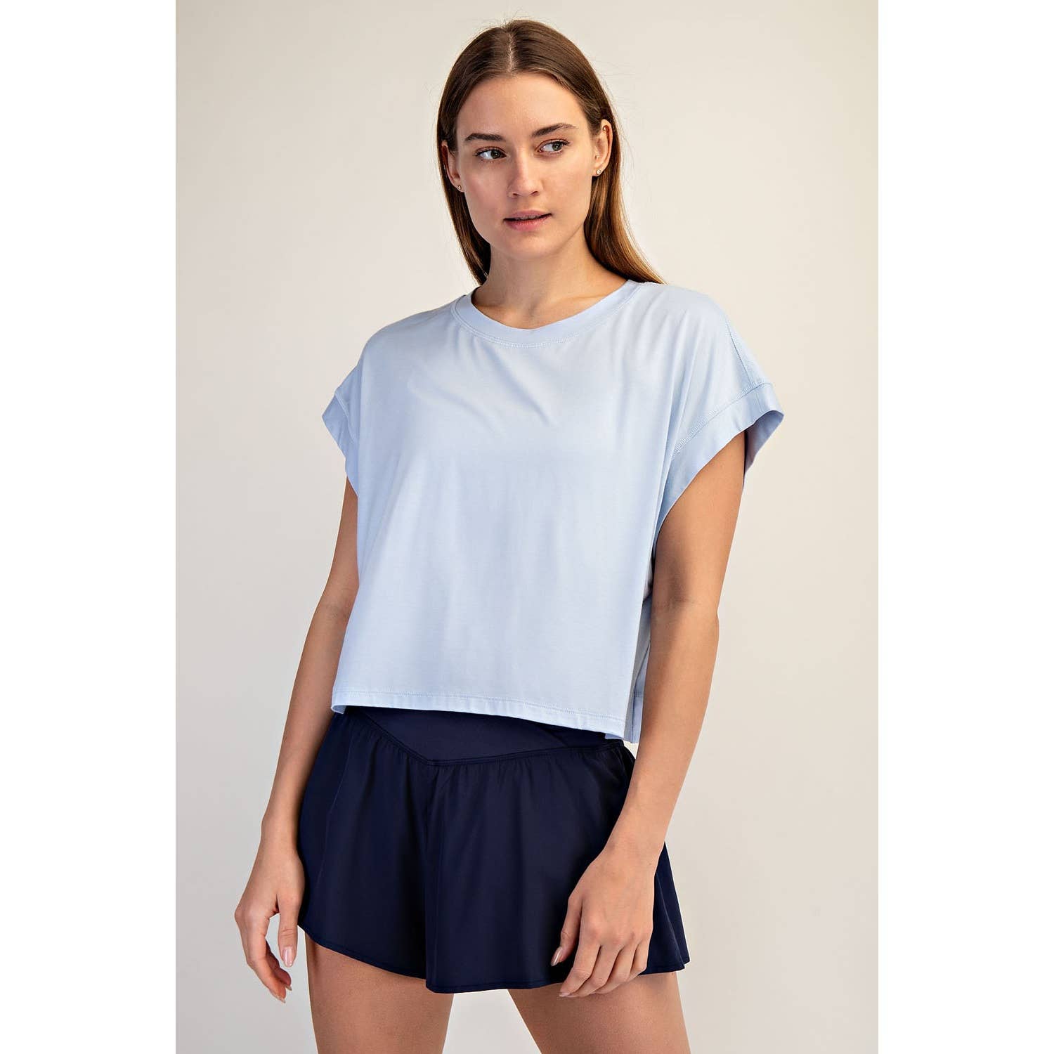 VISCOSE MODAL OPEN BACK TOP: Mist Blue