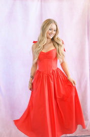 SHOULDER TIED STRAPS MAXI DRESS