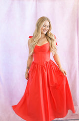 SHOULDER TIED STRAPS MAXI DRESS