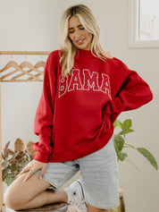 Bama Crimson Tide Polka Dot Puff Wknd Mock Neck Sweatshirt