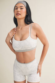 Camo Print Double Layered Sports Bra: Grey Camo