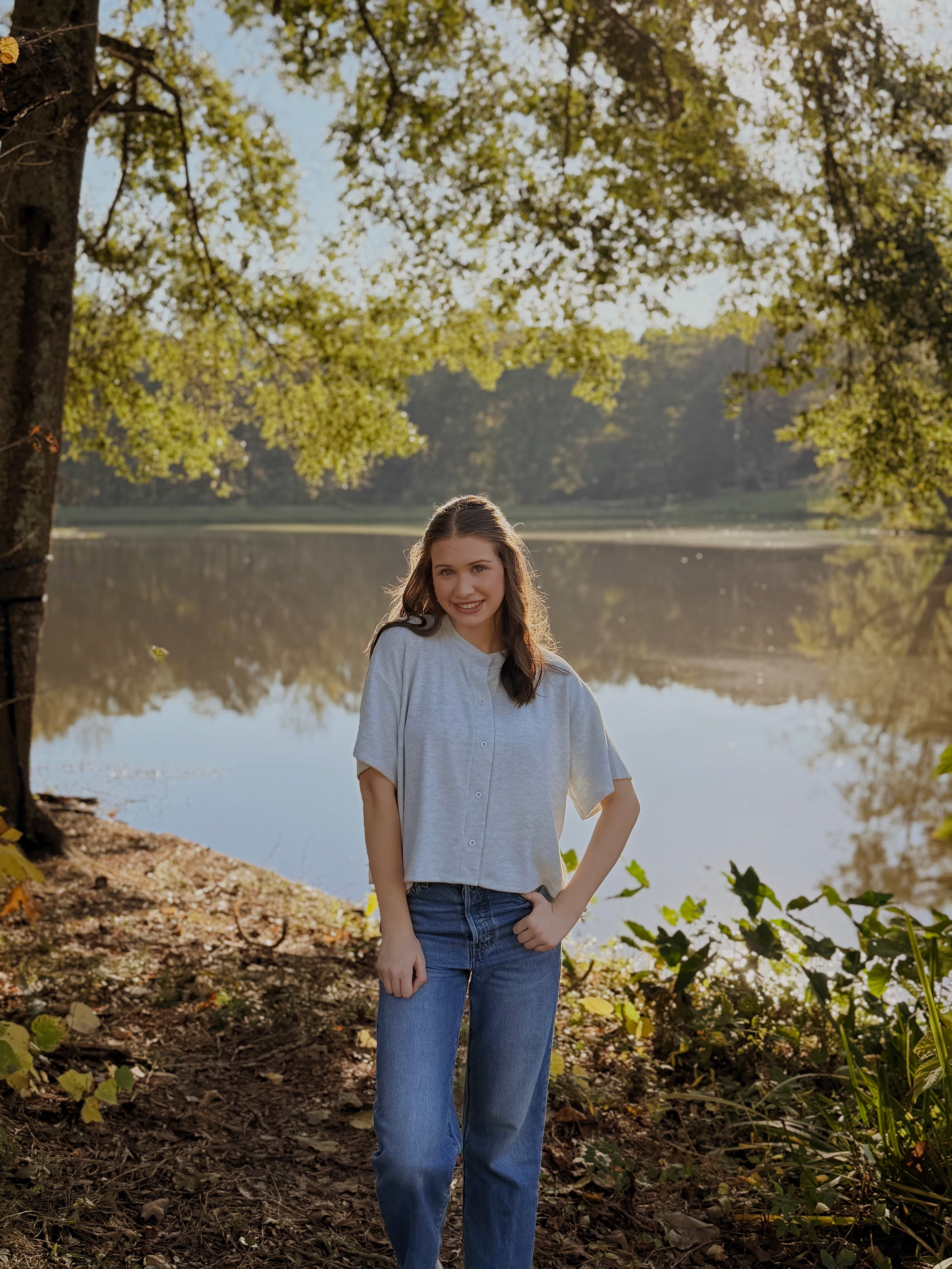 Crew Neck Button Up Knit Top