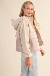 TWEEN GIRLS KIDS HOODED WINDBREAKER