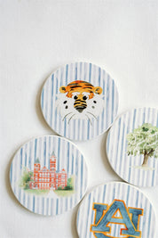 Ceramic Auburn Striped Coasters