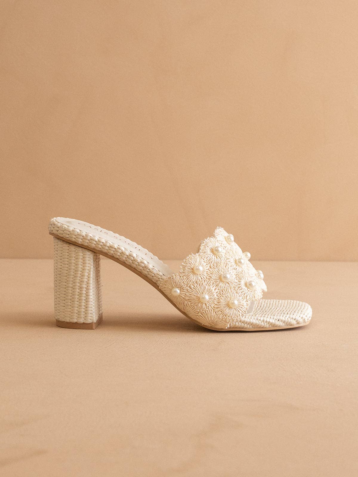 The Holland | Ivory Pearl Raffia Block Heel Mule