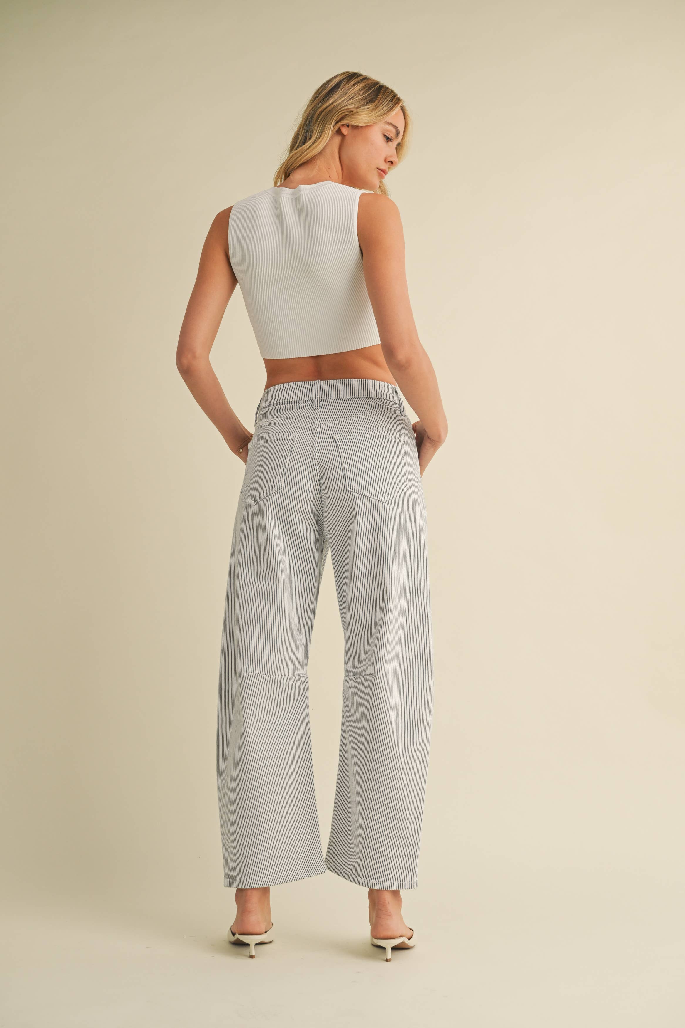 STRIPE - Barrel Jean