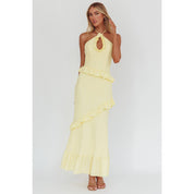 LEMON CRINKLE MAXI DRESS