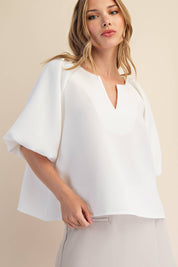 V-Neck Raglan Sleeve Top - White