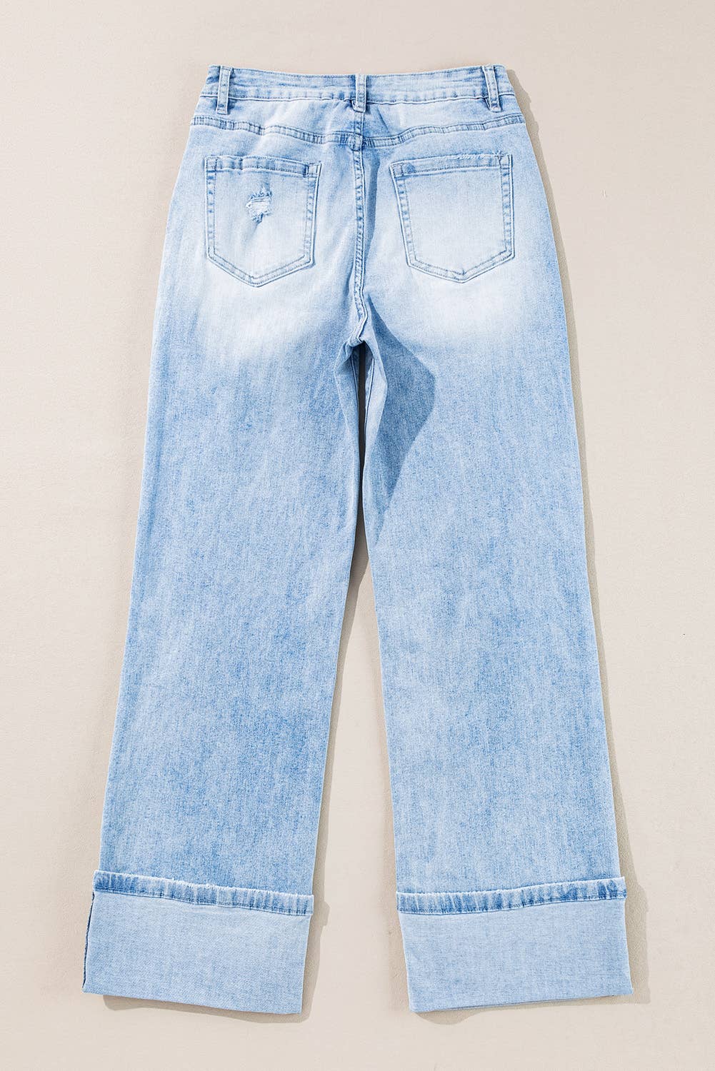 Light Wash Distressed Flare Jeans: Beau Blue