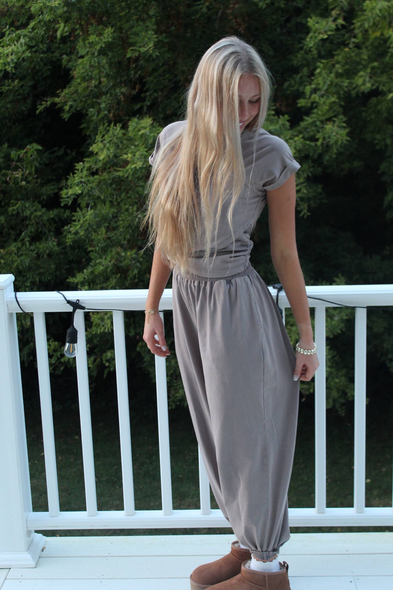 Women's Crossover Mineral Washed Two-Piece Set