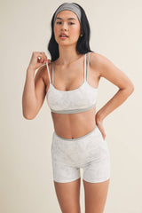 Camo Print Double Layered Sports Bra: Grey Camo