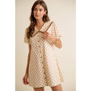 POLKA DOT PETER PAN RUFFLED COLLAR PUFF SLEEVES DRESS