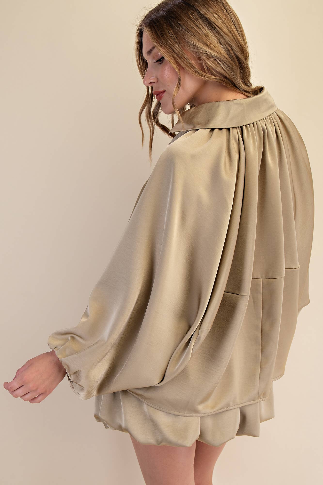 Puffed Bomber Jacket - Taupe