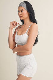 Camo Print Double Layered Sports Bra: Grey Camo