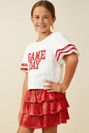 Girls Gameday Varsity Stripe T Shirt: Off White