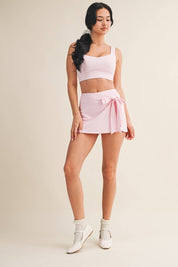 Wrap Tie Skort: Pink