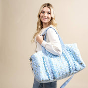 On-the-Go Quilted Weekender Bag–Blue