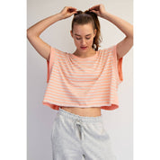 STRIPED FRENCH TERRY OPEN BACK TOP