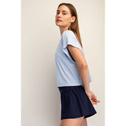 VISCOSE MODAL OPEN BACK TOP: Mist Blue