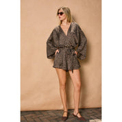 Smoke and Sand Kimono Romper: UMBER/TAUPE